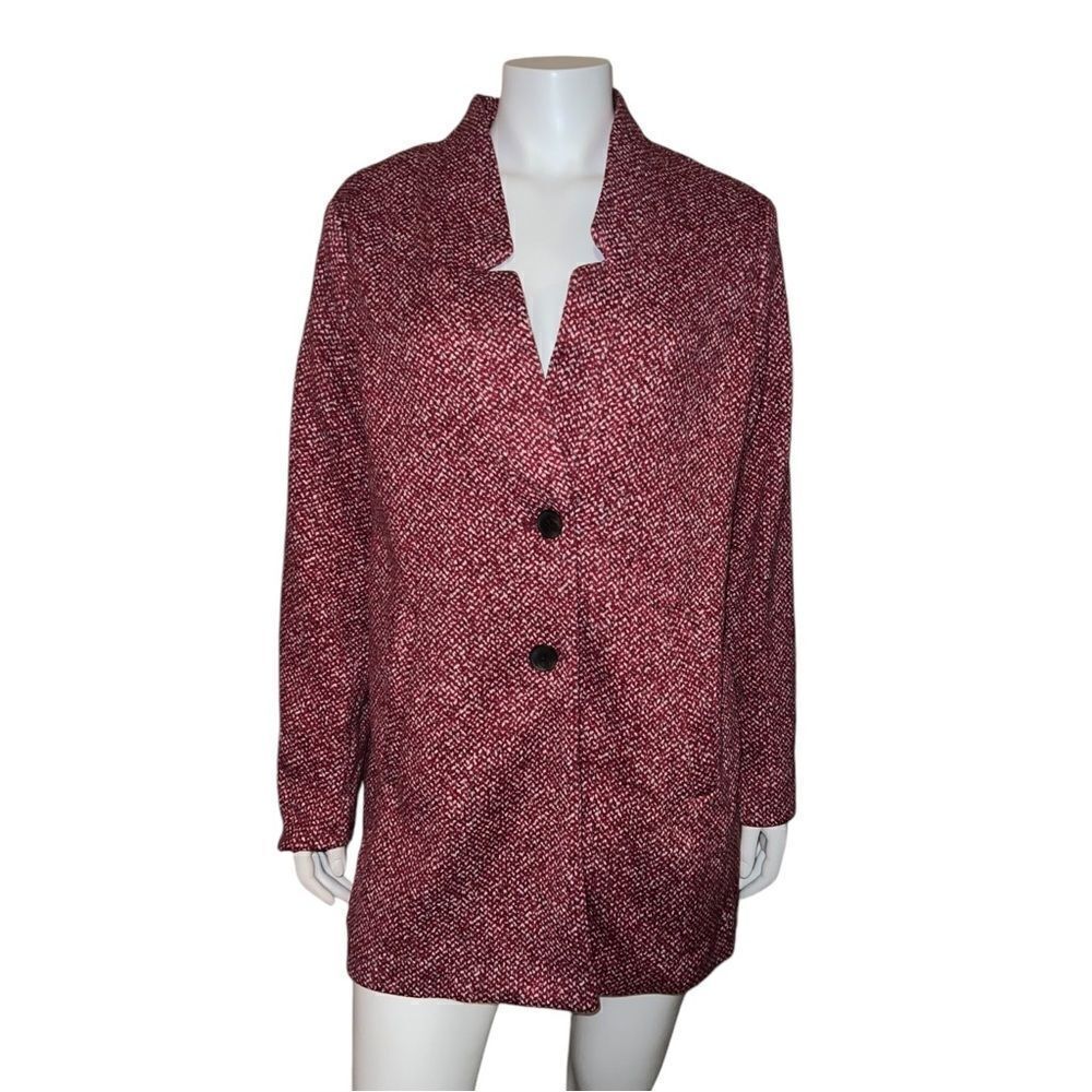 Old Navy Womens Pink Tweed Two Pocket Button Coat Unlined Large NWOT